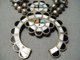So Intricate!! Vintage Native American Zuni Turquoise Sterling Silver Squash Blossom Necklace-Nativo Arts