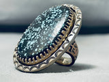One Of The Finest Vintage Native American Navajo Spiderweb Turquoise Sterling Silver Ring-Nativo Arts