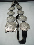 Harry Joe Hand Tooled Vintage Native American Navajo Sterling Silver Concho Belt Old-Nativo Arts