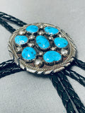Superb Vintage Native American Navajo 7 Kingman Turquoise Sterling Silver Bolo-Nativo Arts