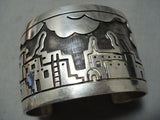 Native American Huge Vintage Hopi Sterling Silver Manuel Hoyungwa Sterling Silver Bracelet-Nativo Arts