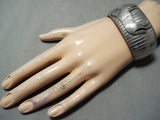 Unique Carved Work Vintage Native American Navajo Sterling Silver Coyote Bracelet-Nativo Arts