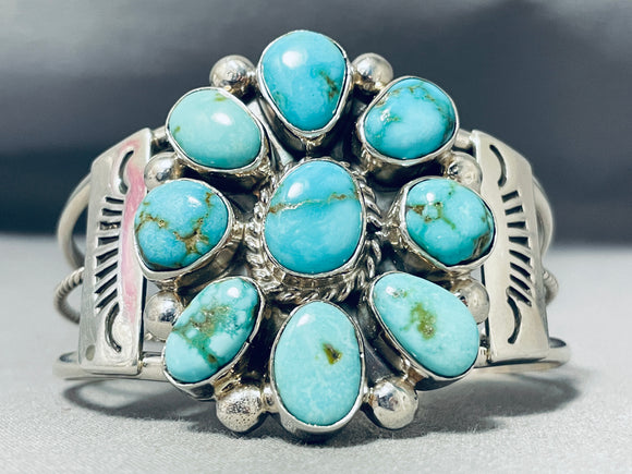 Dynamic Native American Navajo Royston Turquoise Sterling Silver Bracelet-Nativo Arts