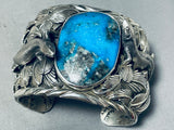 215 Gram Monster Lizard Native American Turquoise Sterling Silver Bracelet-Nativo Arts