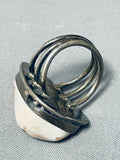 Very Rare Vintage Older Native American Navajo Pink Agate Sterling Silver Ring Old-Nativo Arts