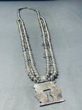 149 Grams 1970's Owl Vintage Native American Zuni Inlay Sterling Silver Squash Blossom Necklace-Nativo Arts