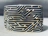 One Of The Most Complex Native American Navajo Geomtric Hand Carved Sterling Silver Bracelet-Nativo Arts