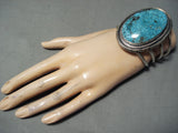 Huge Vintage Native American Navajo Intense Spiderwbe Turquoise Sterling Silver Bracelet-Nativo Arts