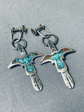 Marvelous Vintage Native American Navajo Turquoise Sterling Silver Earrings-Nativo Arts