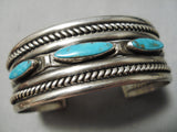 Museum Vintage Native American Navajo Long Turquoise Sterling Silver Bracelet Old-Nativo Arts