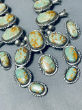 275 Grm Vintage Native American Navajo Royston Turquoise Sterling Silver Squash Blossom Necklace-Nativo Arts