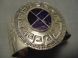 One Of The Best Vintage Native American Navajo Charoite Inlay Sterling Silver Bracelet Old Cuff-Nativo Arts