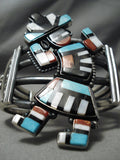 One Of The Best Native American Navajo Turquoise Kachina Inlay Sterling Silver Bracelet-Nativo Arts