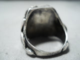Unforgettable Vintage Native American Navajo Kingman Turquoise Stering Silver Ring Old-Nativo Arts