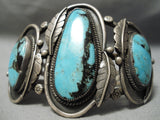 One Best Vintage Native American Navajo Blue Diamond Turquoise Sterling Silver Bracelet-Nativo Arts