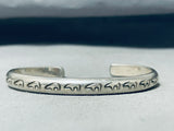 Fascinating Vintage Native American Navajo Sterling Silver Bears Solid Bracelet-Nativo Arts