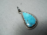 Beautiful Vintage Native American Navajo Kingman Turquoise Sterling Silver Pendant-Nativo Arts