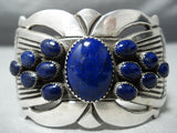 One Of The Best Vintage Native American Navajo Midnight Lapis Sterling Silver Bracelet-Nativo Arts
