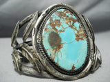 Museum Vintage Native American Navajo Royston Turquoise Leaf Galore Sterling Silver Bracelet Old-Nativo Arts