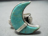 Crescent Moon Navajo Royston Turquoise Sterling Silver Ring Native American-Nativo Arts