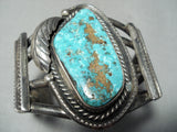 Native American Important Vintage Rare Deposit Turquoise Sterling Silver Bracelet Old-Nativo Arts