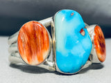 Jer Platero Vintage Native American Navajo Sky Turquoise Shell Sterling Silver Bracelet-Nativo Arts