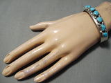 Amazing Vintage Native American Navajo Pilot Mountain Turquoise Sterling Silver Bracelet Old-Nativo Arts