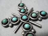 Marvelous Vintage Zuni Native American Turquoise Sterling Silver Cross Pendant-Nativo Arts