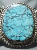 One Of The Finest Vintage Native American Navajo Spiderweb Turquoise Sterling Silver Bracelet-Nativo Arts