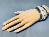 White Fossil Special Stone Vintage Native American Navajo Sterling Silver Inlay Bracelet-Nativo Arts