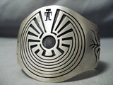 So Intricate! Vintage Native American Navajo Symbolic Sterling Silver Maze Bracelet Cuff-Nativo Arts