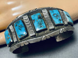 Exceptional Vintage Native American Navajo Morenci Turquoise Sterling Silver Bracelet Signed-Nativo Arts