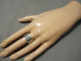 Very Unique!! Yei Rug Vintage Navajo Sterling Silver Native American Ring Old-Nativo Arts
