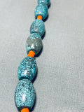 Native American Rare Football Bead Vintage Navajo Spiderweb Turquoise Sterling Silver Necklace-Nativo Arts