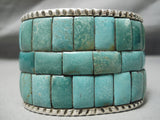 One Of The Best Native American Green Turquoise Inlay Sterling Silver Bracelet-Nativo Arts