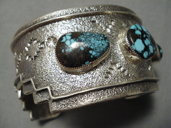 Important Vintage Native American Navajo Arviso Last Chance Turquoise Sterling Silver Bracelet-Nativo Arts
