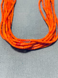 Native American One Of The Best Tubed Coral Sterling Silver Southwest Necklace-Nativo Arts