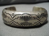 Detailed!! Vintage Native American Navajo Hand Tooled Cloud Sterling Silver Bracelet Old Cuff-Nativo Arts
