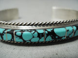 Fran Yazzie Vintage Native American Navajo Spiderweb Turquoise Sterling Silver Bracelet-Nativo Arts