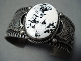 Native American Important Vintage Albert Jake White Buffalo Turquoise Sterling Silver Bracelet-Nativo Arts