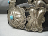 Amazing Vintage Navajo Old Kingman Turquoise Sterling Silver Concho Belt Native American-Nativo Arts