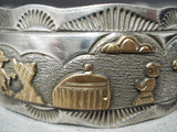 Fascinating Vintage Native American Navajo Sterling Silver Storyteller Bracelet Old-Nativo Arts