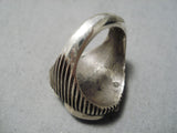 Interesting Vintage Native American Navajo Kingman Turquoise Sterling Silver Ring Old-Nativo Arts