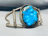 Very Rare Battle Mountain Turquoise Vintage Native American Navajo Sterling Silver Bracelet-Nativo Arts