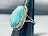 Signed Vintage Native American Navajo Turquoise Sterling Silver Rope Ring Old-Nativo Arts