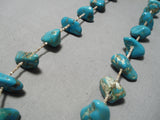 Amazing Vintage Native American Navajo Nugget Turquoise Sterling Silver Necklace Old-Nativo Arts