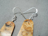 One Of The Biggest Coral Slab Native American Sterling Silver Earrings-Nativo Arts