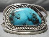 One Of The Best Vintage Native American Navajo Blue Diamond Turquoise Sterling Silver Bracelet-Nativo Arts