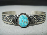 Superb Vintage Native American Navajo Carico Lake Turquoise Sterling Silver Bracelet-Nativo Arts
