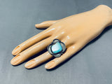 Impressive Vintage Native American Navajo #8 Turquoise Mine Sterling Silver Ring-Nativo Arts